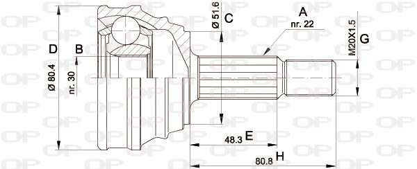 OPEN PARTS jungčių komplektas, kardaninis velenas CVJ5190.10